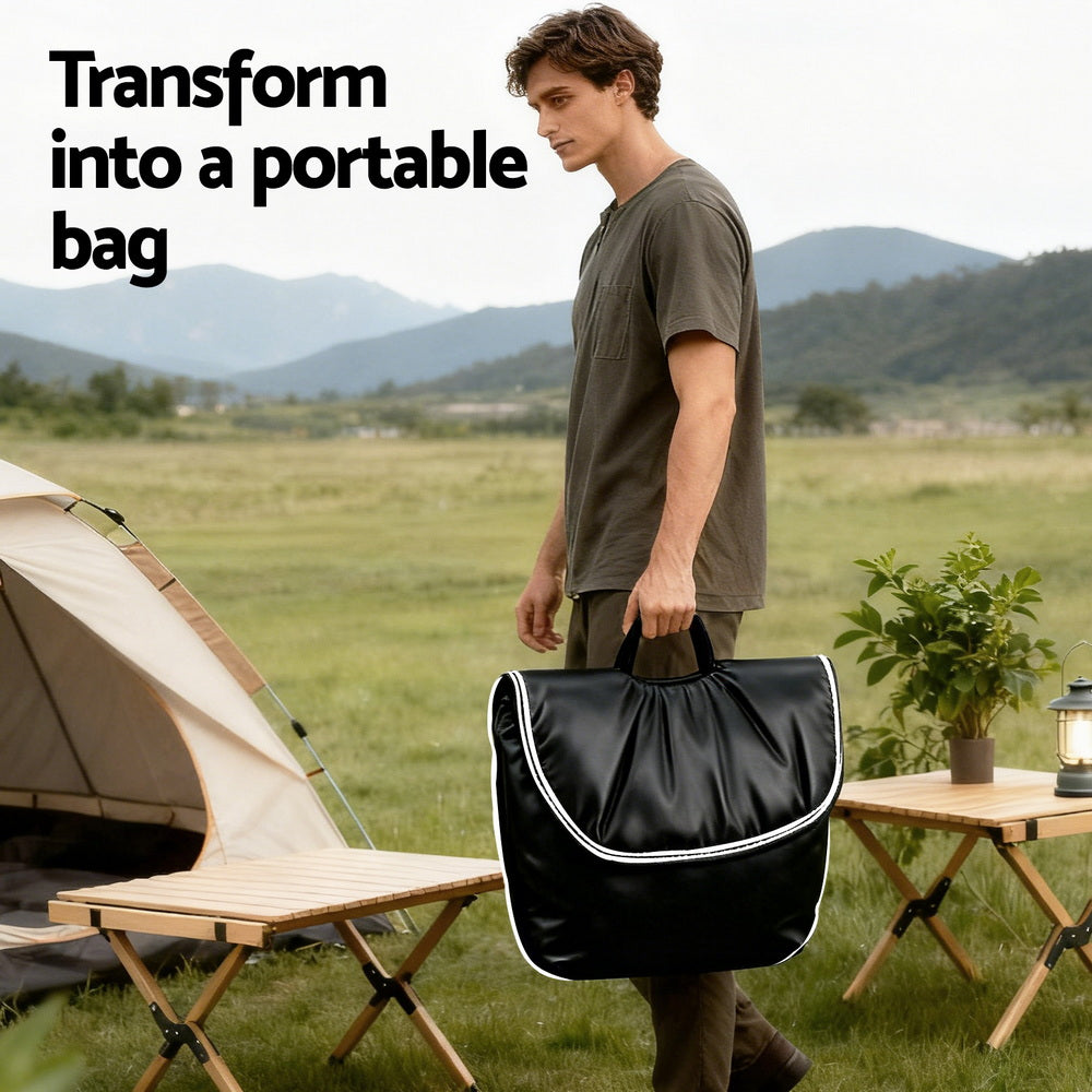 Artiss Foldable Chair 2-In-1 Armchair Lounge Chair Portable Black