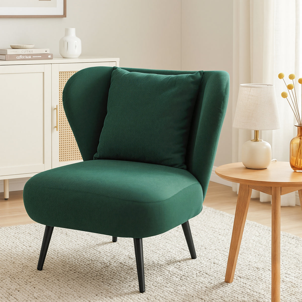 Artiss Armchair Accent Chair Lounge Tub Sofa Couch Corduroy Velvet Green