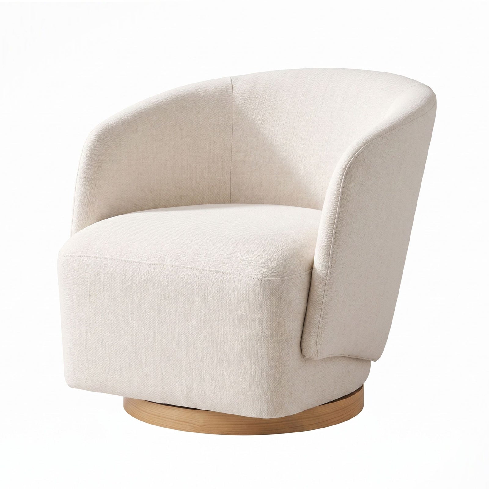 Artiss Swivel Armchair 360° Curved Accent Chair Linen Fabric Beige