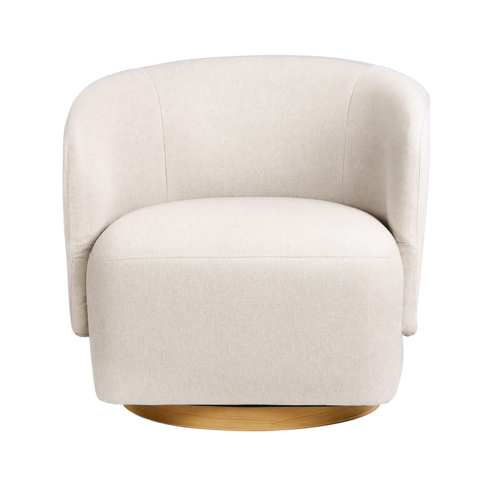 Artiss Swivel Armchair 360° Curved Accent Chair Linen Fabric Beige