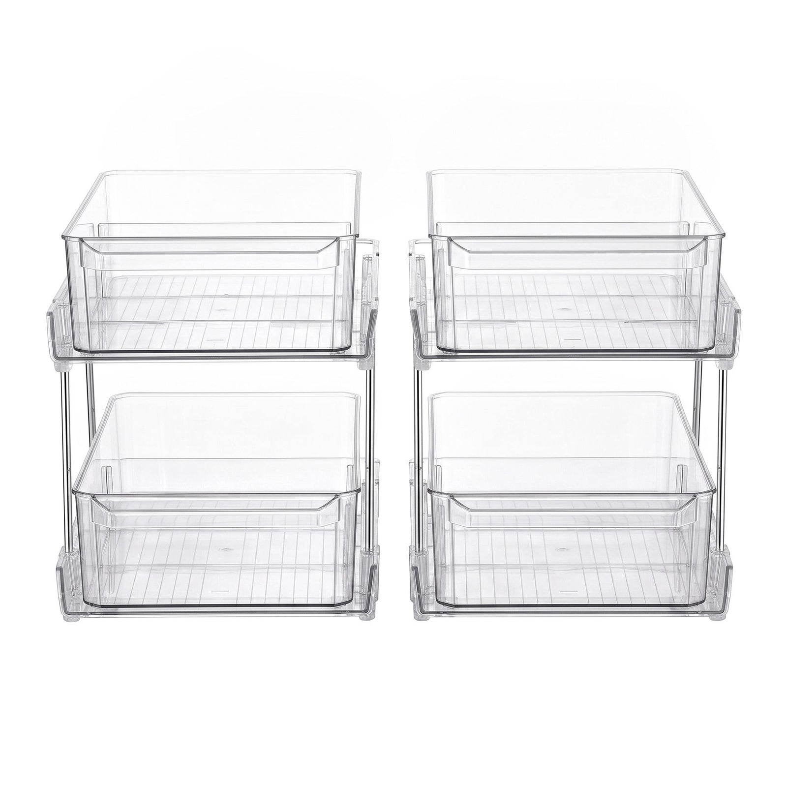Artiss 2 Pack Clear Pull Out Cabinet Organiser 2 Tier Storage Drawers