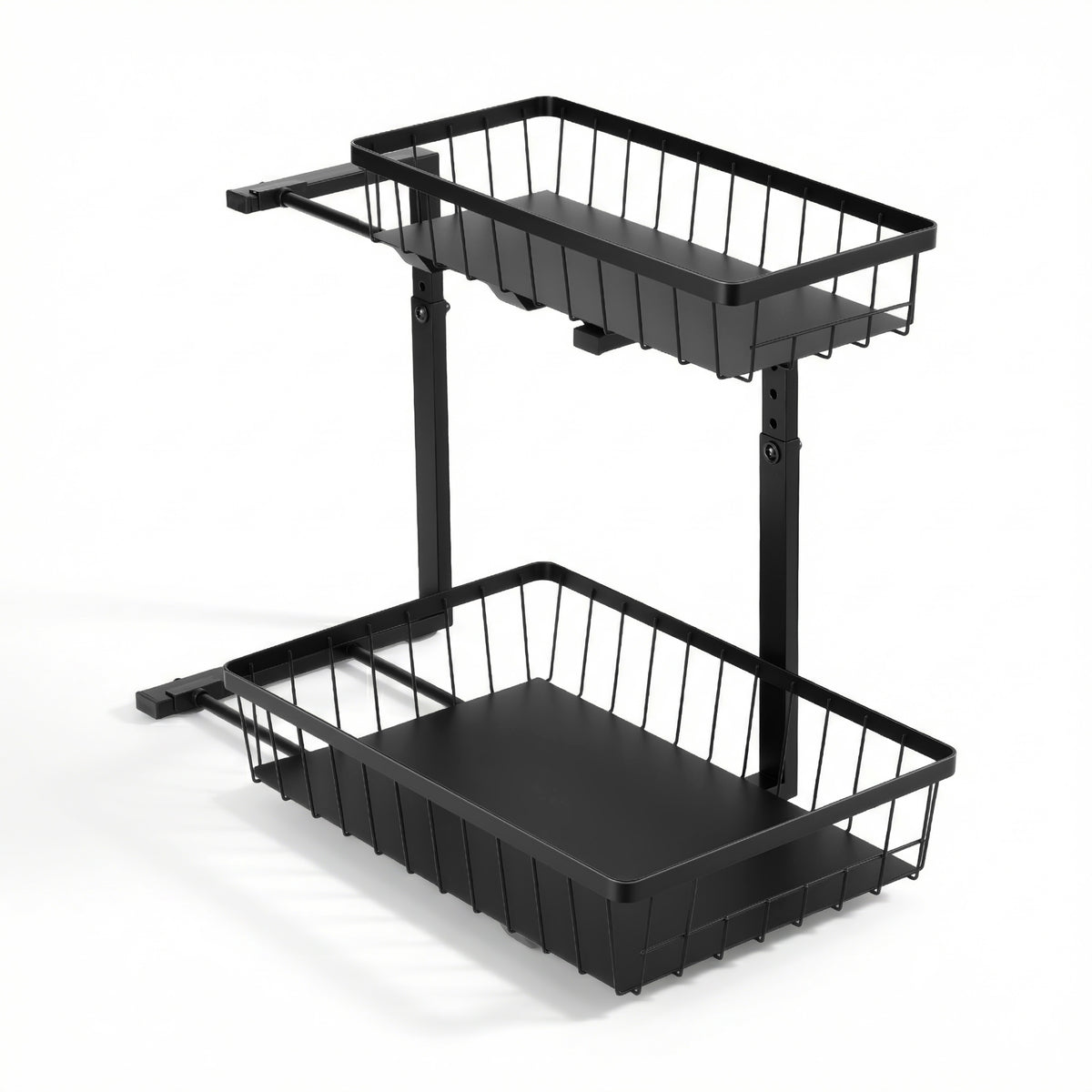 Artiss Under Sink Organizer Storage with 2 Slide Out Drawers 5 Adjustable Height Bathroom Kitchen Cabinet Black