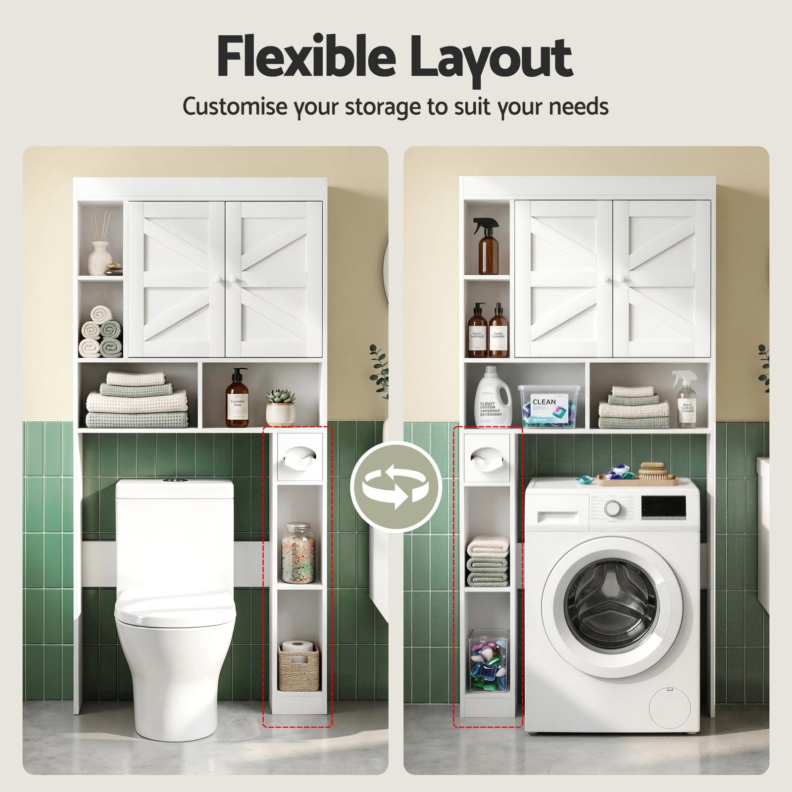 Artiss Bathroom Storage Cabinet Over The Toilet Organiser Laundry Shelf Holder