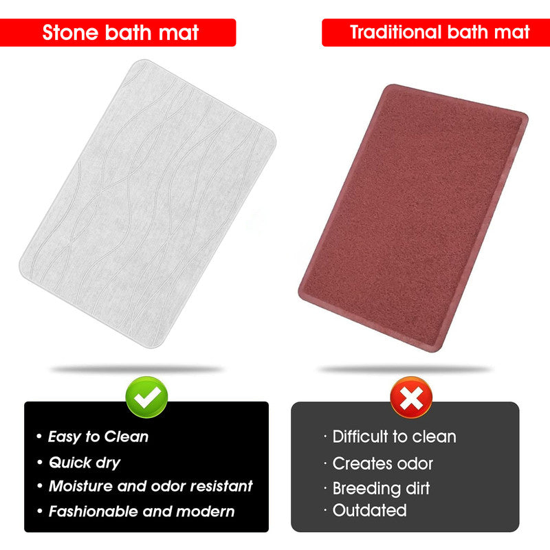 Hivvago Diatomaceous Earth Stone Bath Mat Fast Drying Non Slip Bathroom Mat