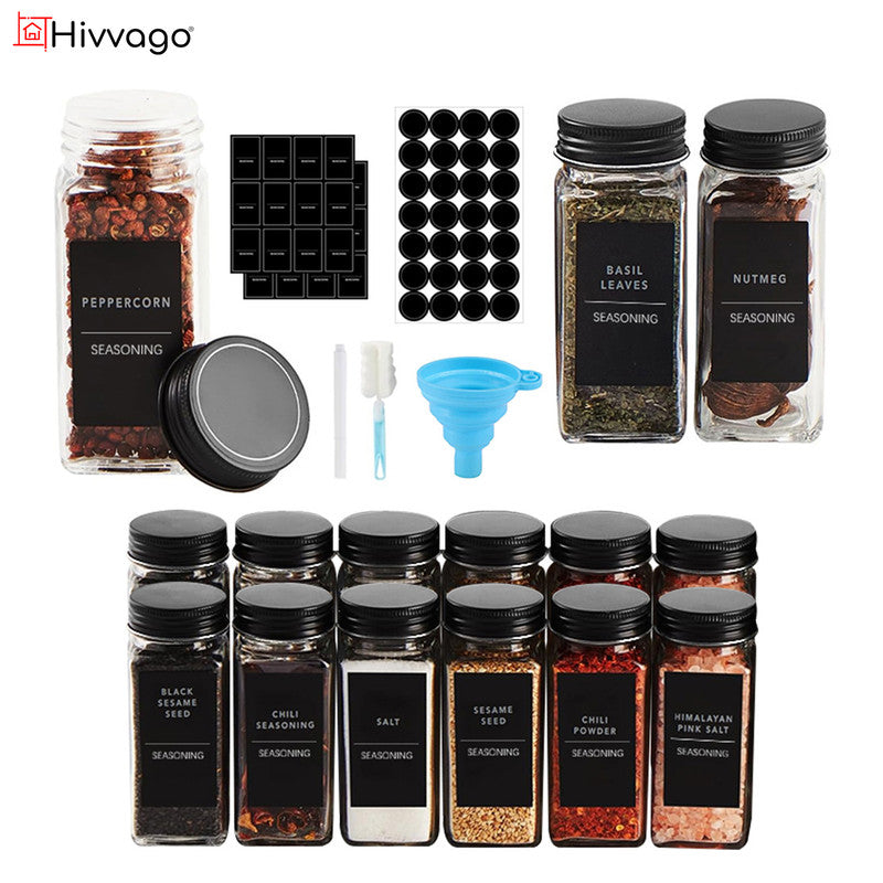 Hivvago 24-Pack 120ml Glass Spice Jars – Airtight Storage with Lids &amp; Labels