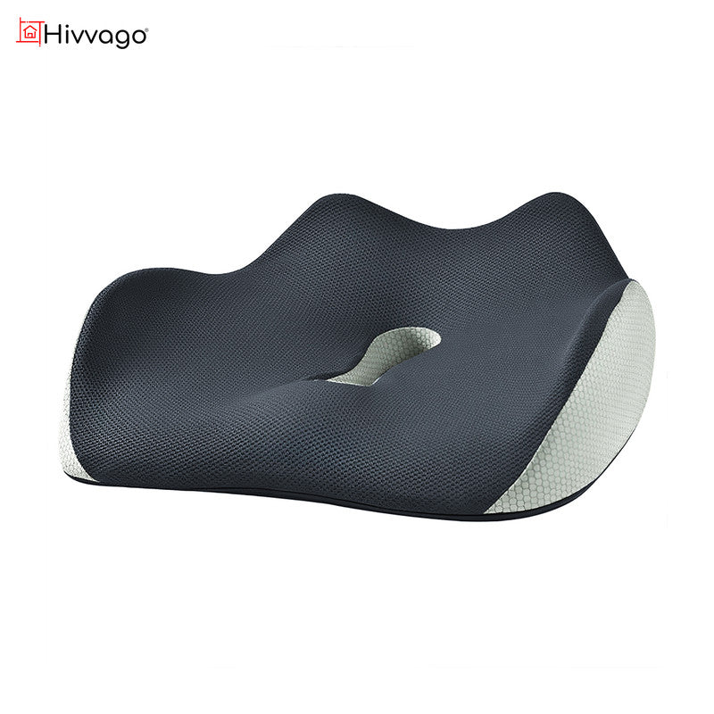 Hivvago Memory Foam Seat Cushion – Ergonomic Support for Office, Car &amp; Home, Grey