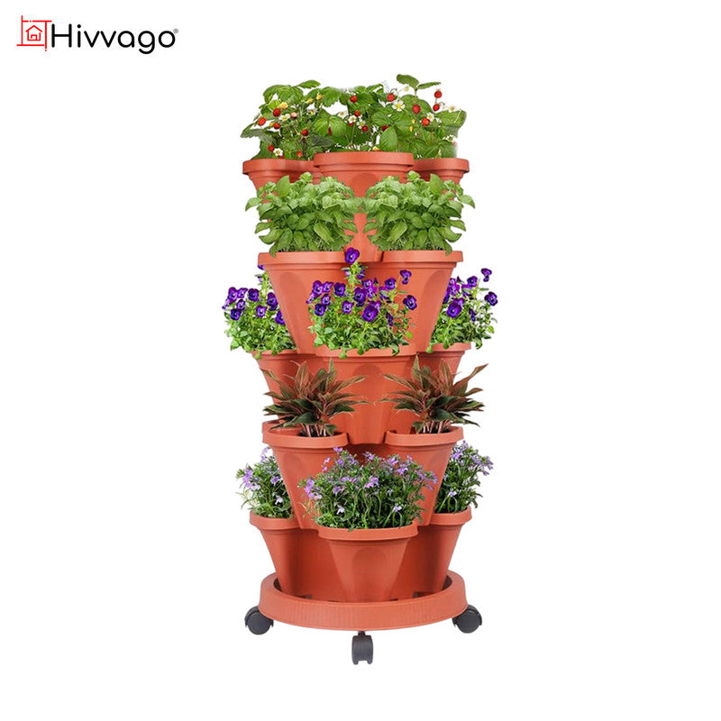 Hivvago 5-Tier Vertical Garden Planter – Stackable Indoor/Outdoor Pot with Base