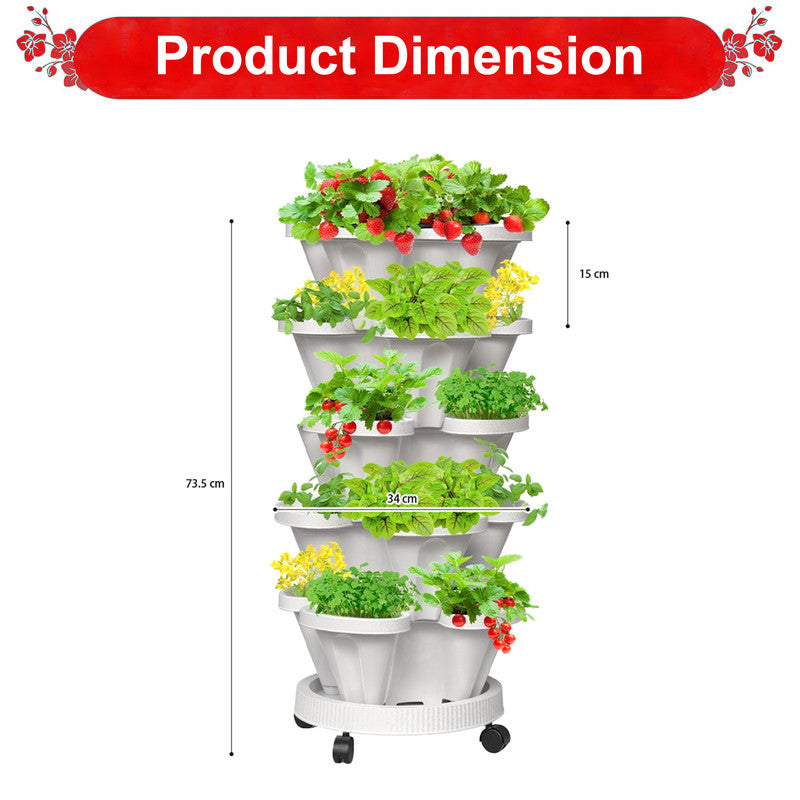 Hivvago 5-Tier Vertical Garden Planter – Stackable Indoor/Outdoor Pot with Base