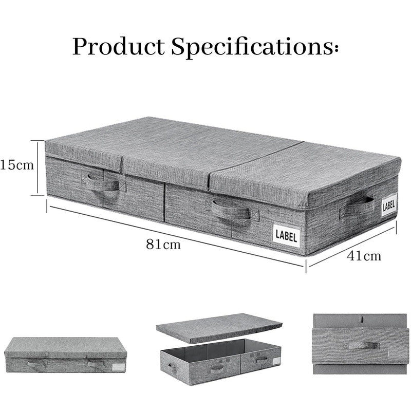 Hivvago Underbed Storage Container – Foldable Box with Lids & Label Pocket