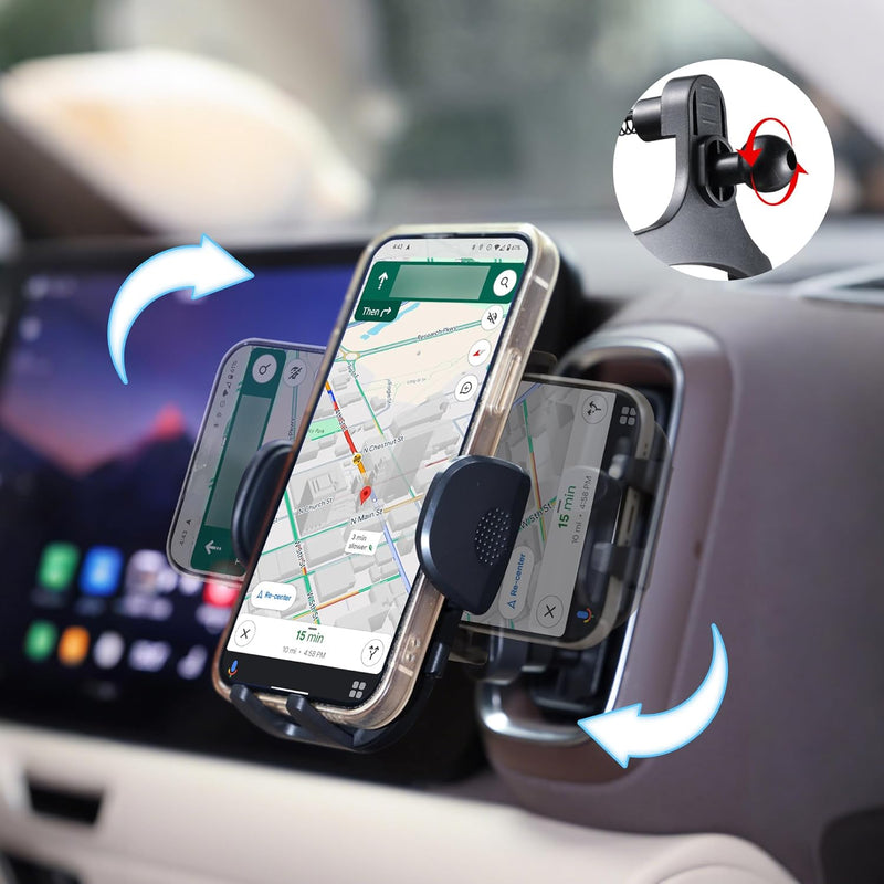 Urbanoki 4 in 1 Car Phone Holder Dashboard Windshield Vent Mount for All Phones - Black
