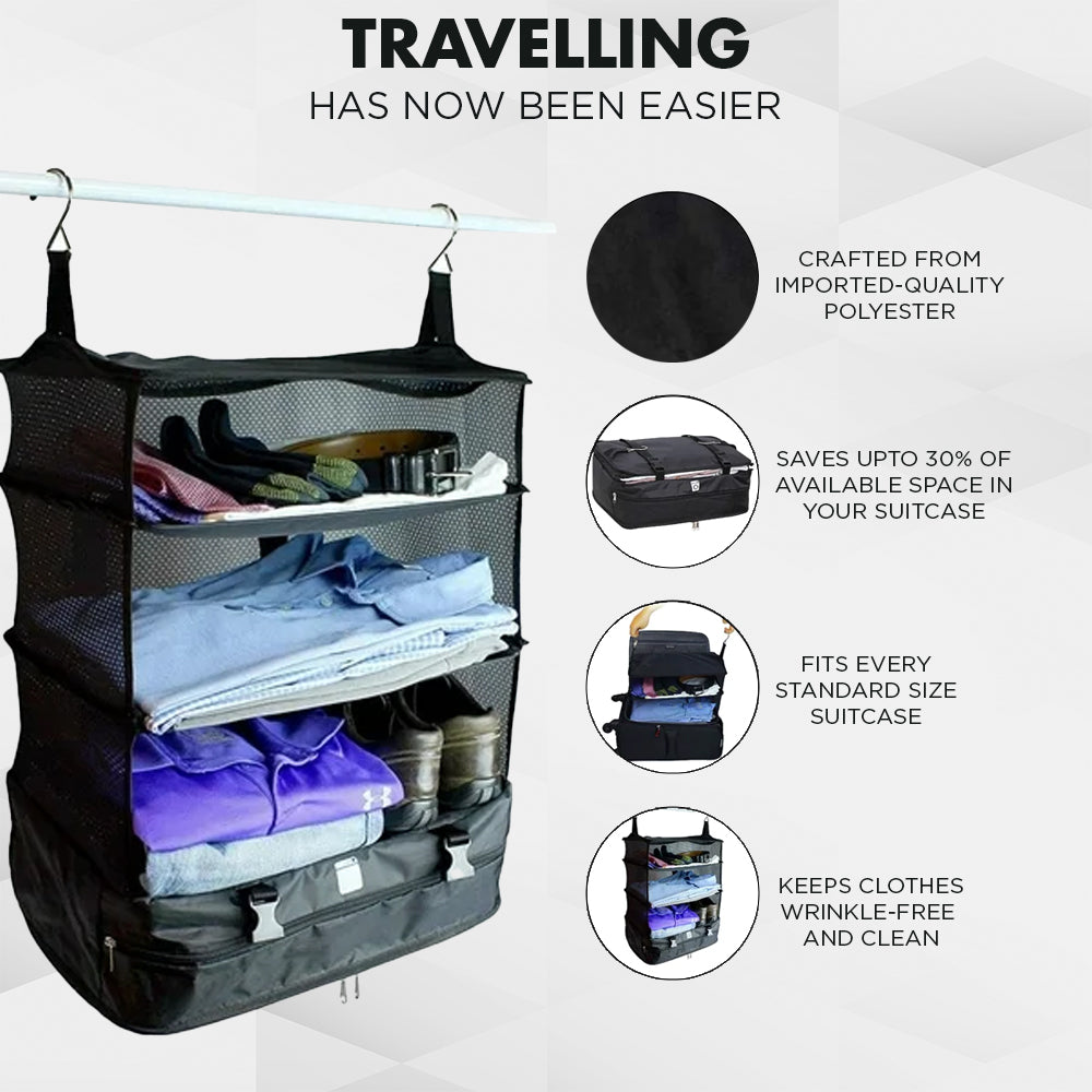 Vagooz Foldable 3 Shelf Travel Camping Organizer with Hook