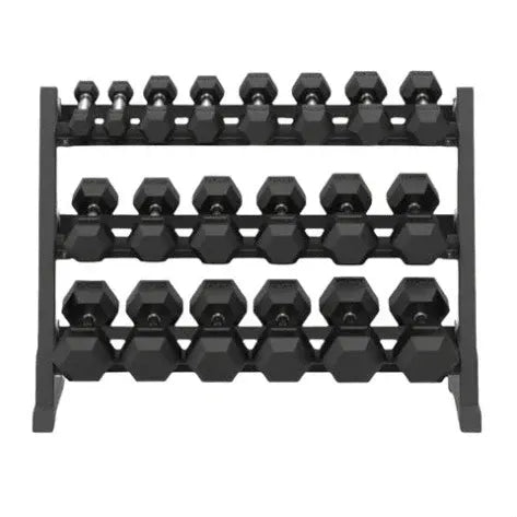 11 Pairs Hex Dumbbells PLUS Dumbbell Rack (385 kg | 5kg-30kg | 1.3m 3-tier Rack)
