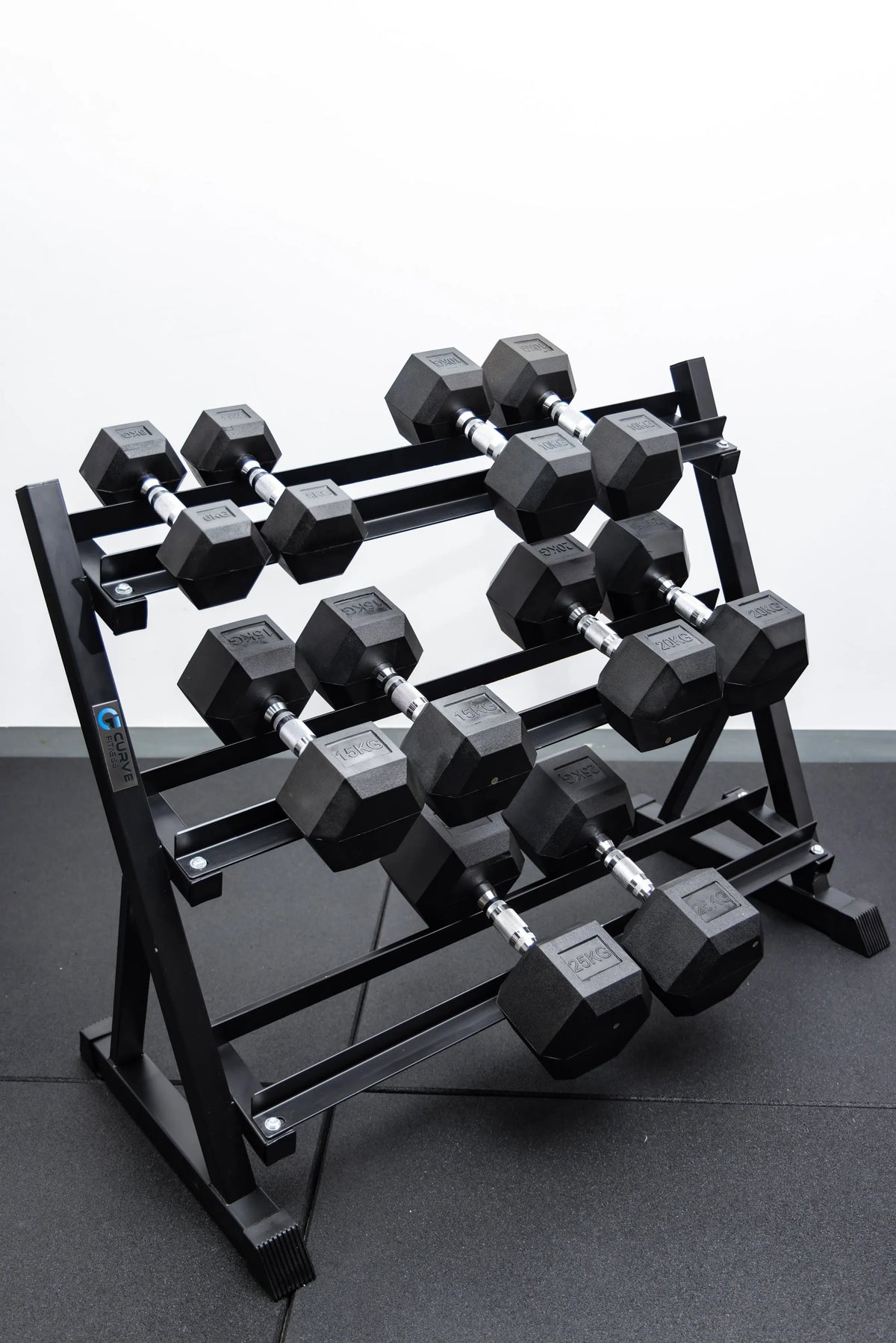 5 Pairs Hex Dumbbells PLUS Dumbbell Rack (150 kg | 5kg-25kg | 1.1m 3-tier Rack)