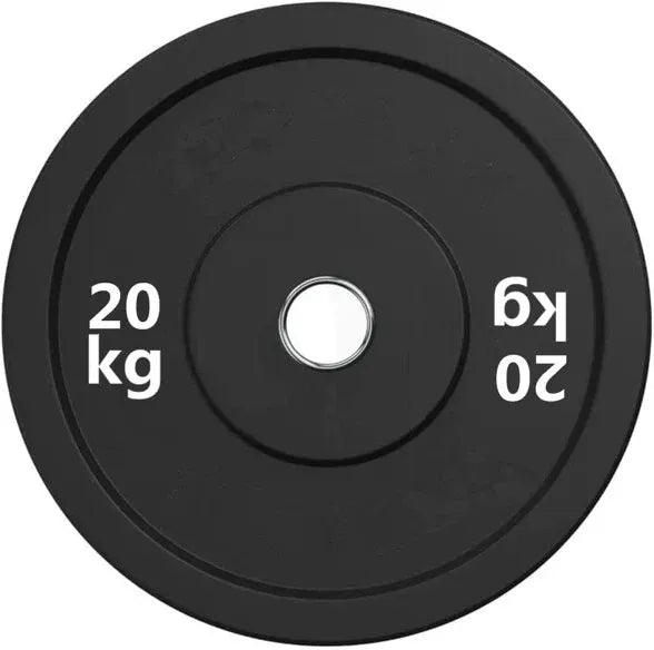 Black Olympic Bumper Plates - 100kg kit PLUS Olympic Barbell (2.2m | 20kg)