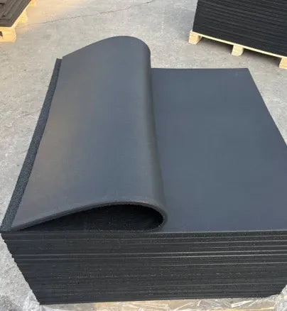 Rubber Gym Mats - Plain Black (15mmx1mx1m)