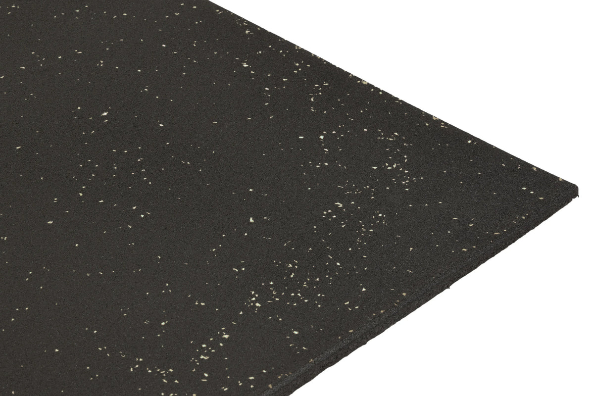 Rubber Gym Mats - Plain Black with White Speckles (15mm x 1m x 1m)