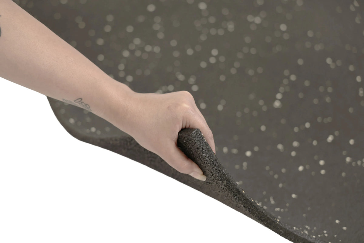 Rubber Gym Mats - Plain Black with White Speckles (15mm x 1m x 1m)