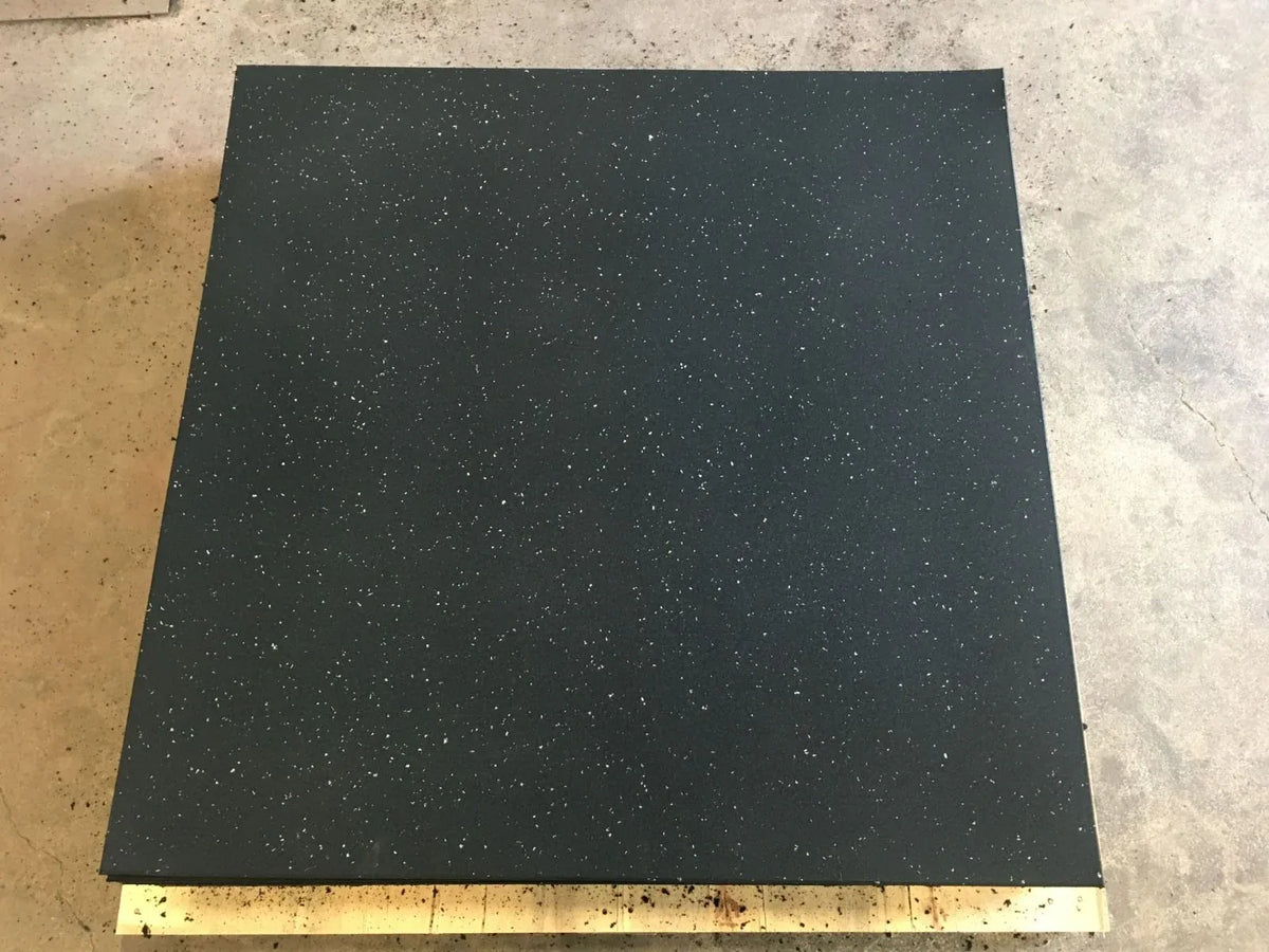 Rubber Gym Mats - Plain Black with White Speckles (15mm x 1m x 1m)