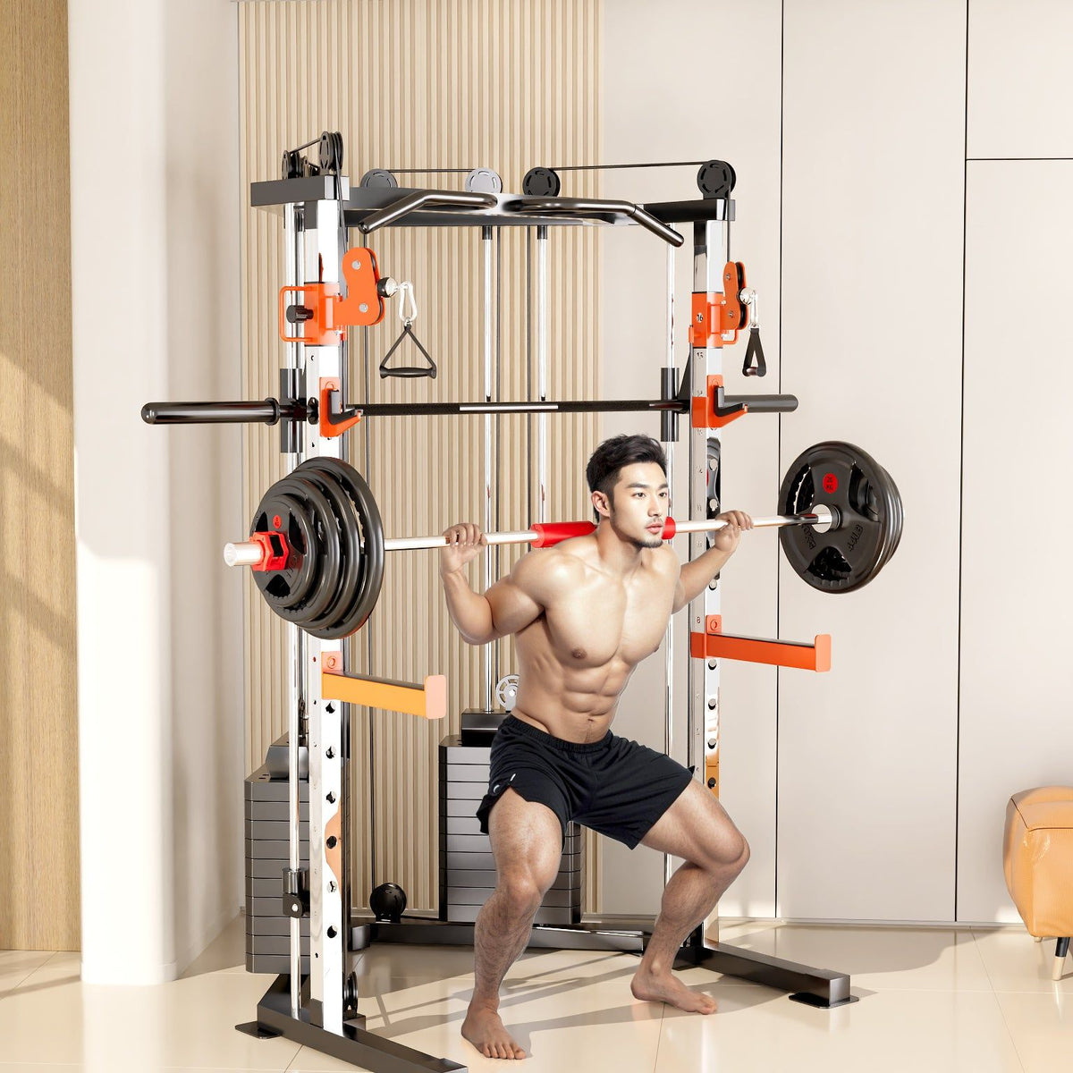 SmartFit C3 Max multi functional trainer smith machine with 130kgs pin loaded weights Machine with attachment