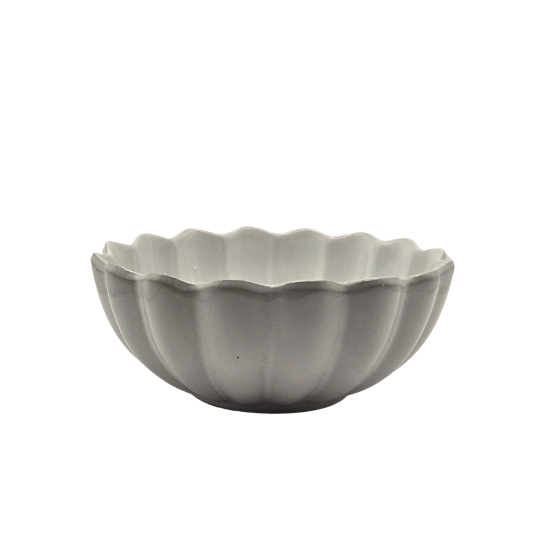 Set of 2 Scalloped Terracotta Bowls | White Glaze Finish | Decorative & Serving Bowls