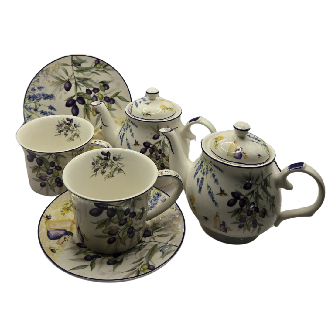 Lavender &amp; Olive Tea Set for 2 - Premium Porcelain