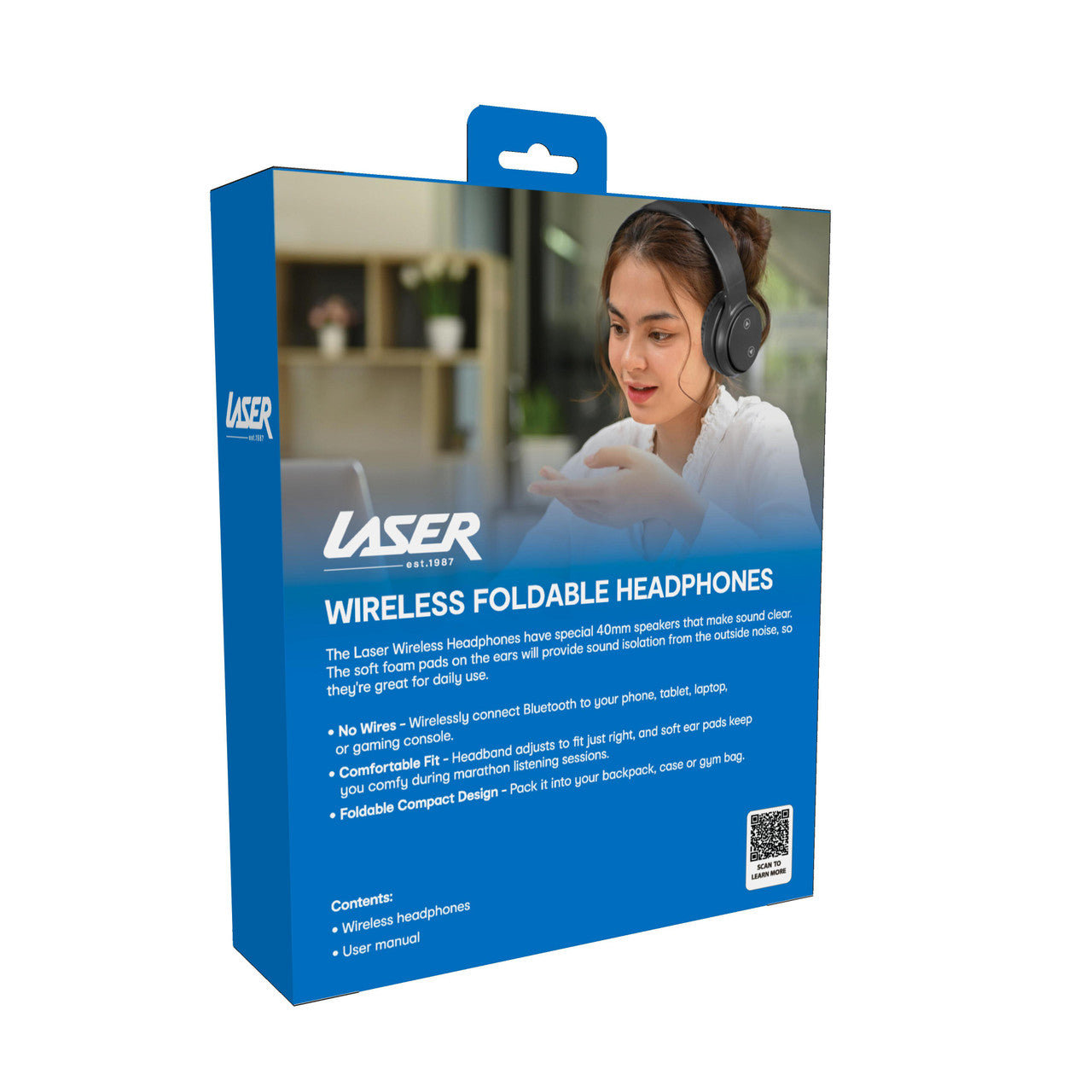 Laser Foldable Bluetooth Headphones with Mic Black