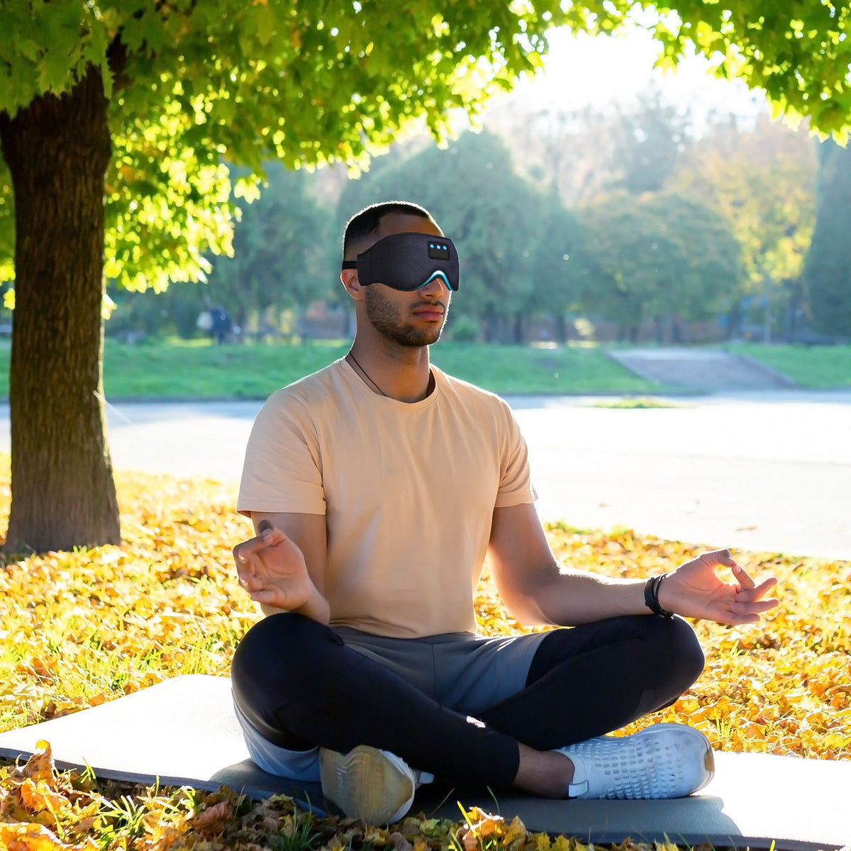 Laser Sleep Mask Bluetooth Headphones Black