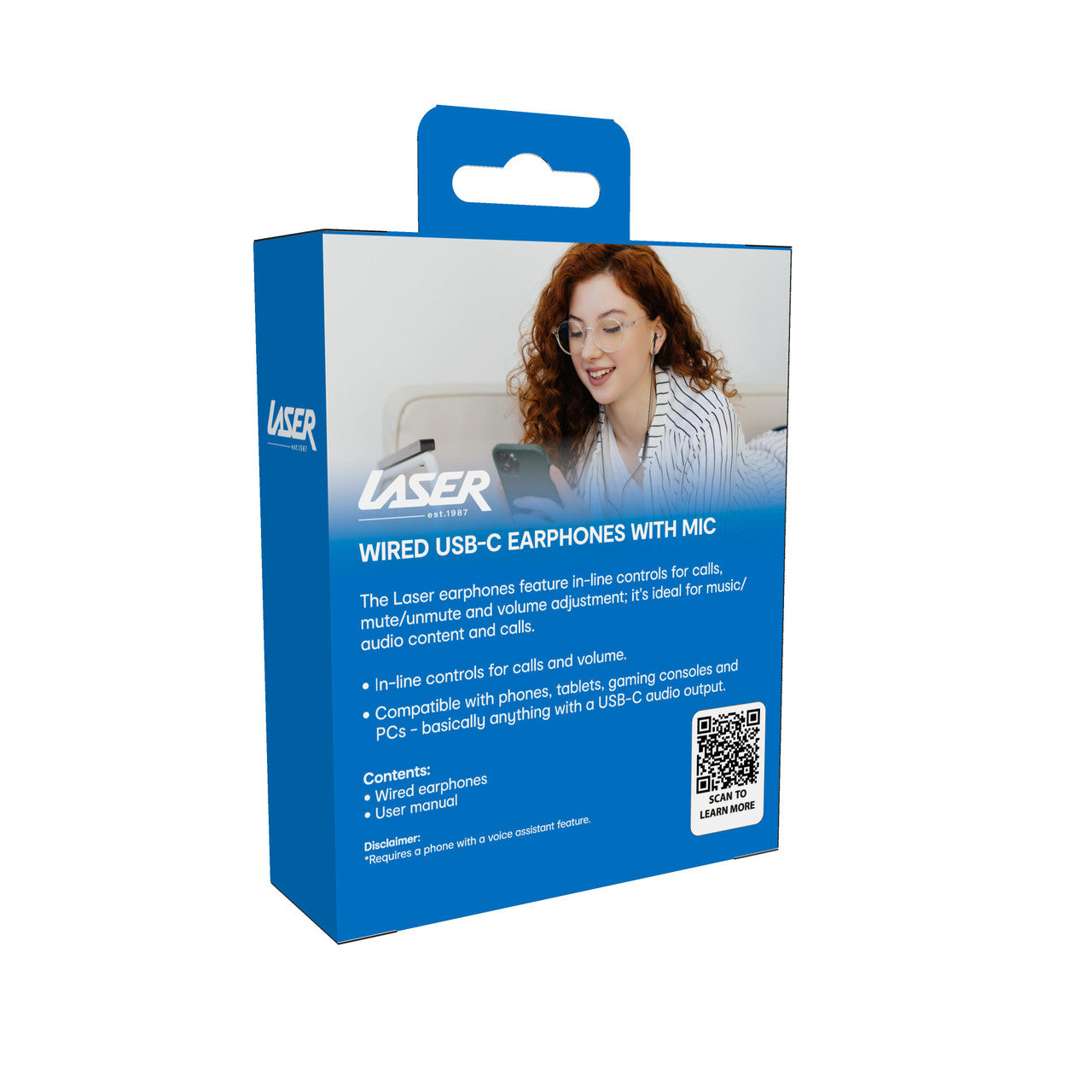 Laser USB-C Earphones with Microphone - Black