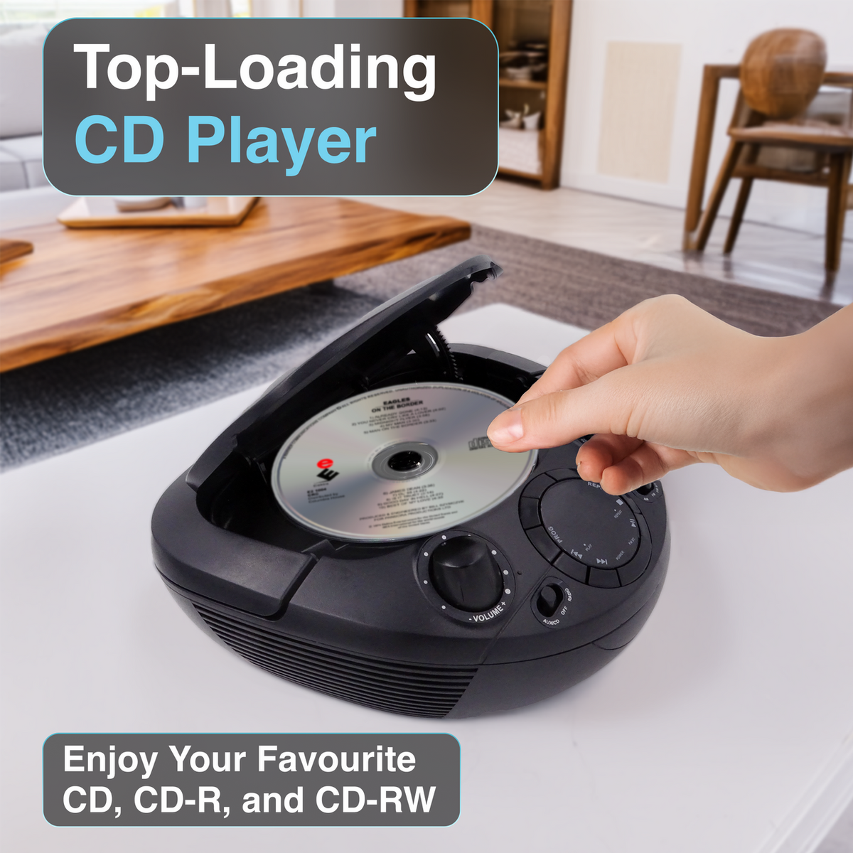 Laser Black Portable CD Boombox with AM/FM Radio