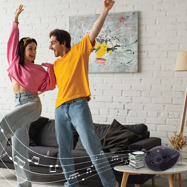 Laser Black Portable CD Boombox with AM/FM Radio