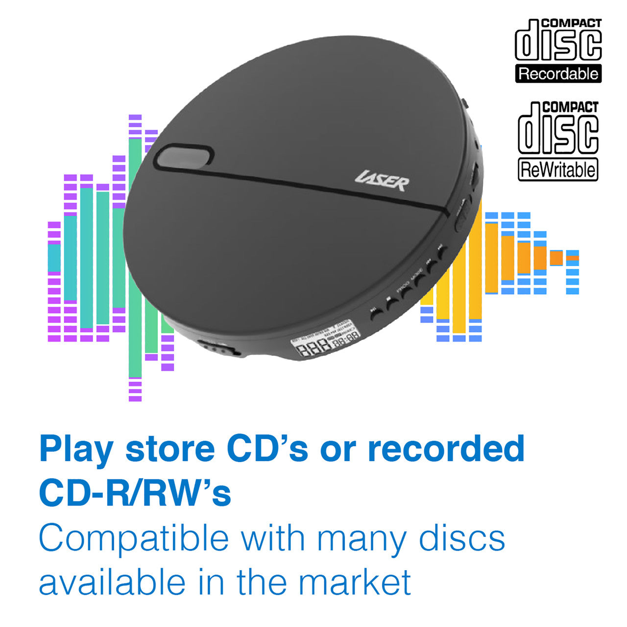 Laser Portable CD MP3 Player with Anti-Skip Tech and Headphones