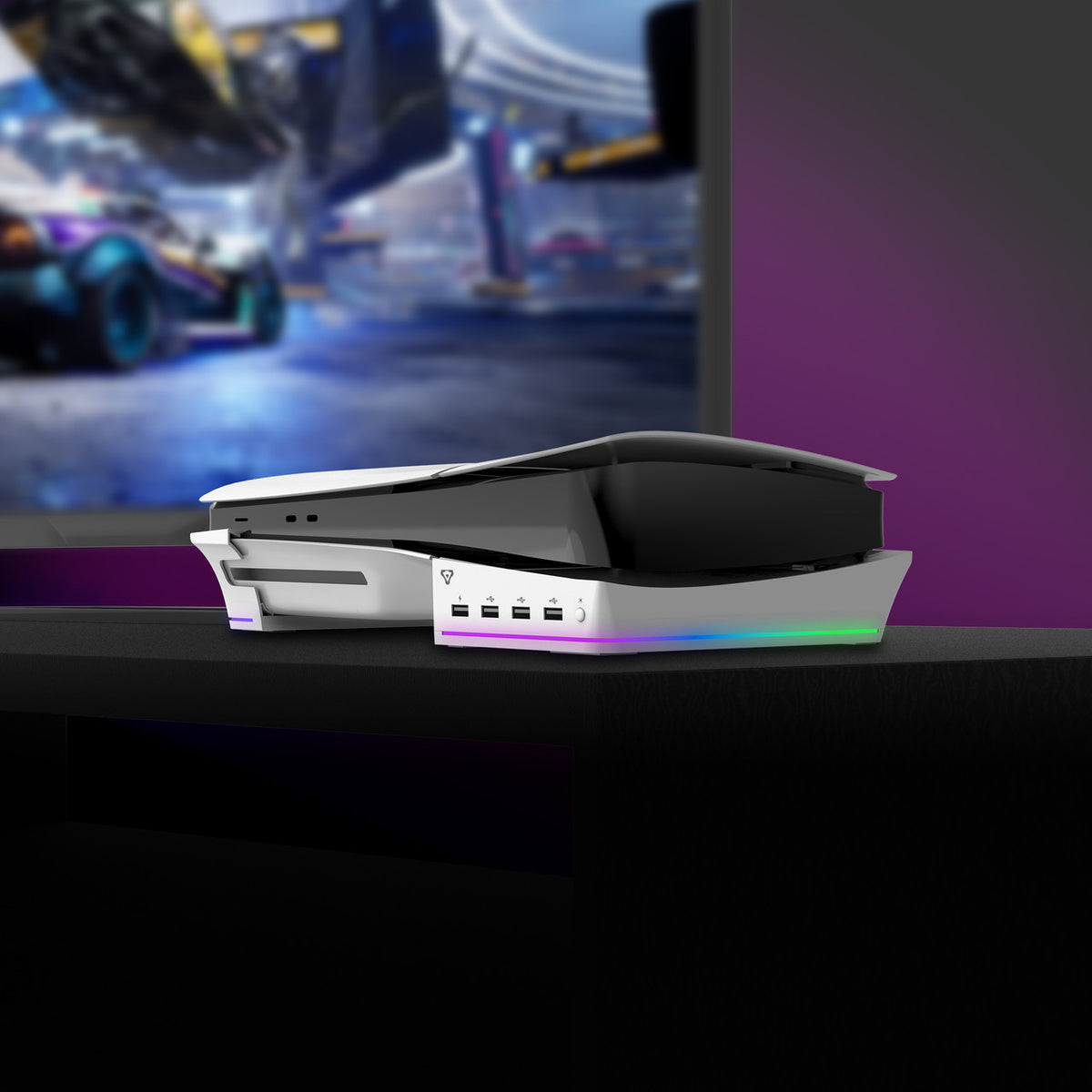 Laser Gaming PS5 Slim RGB Horizontal Stand with 4 USB Ports