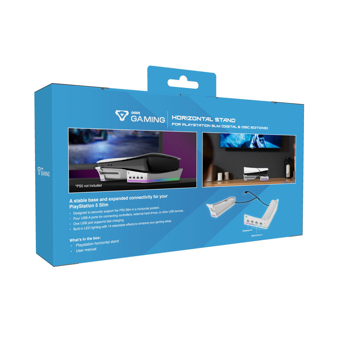Laser Gaming PS5 Slim RGB Horizontal Stand with 4 USB Ports