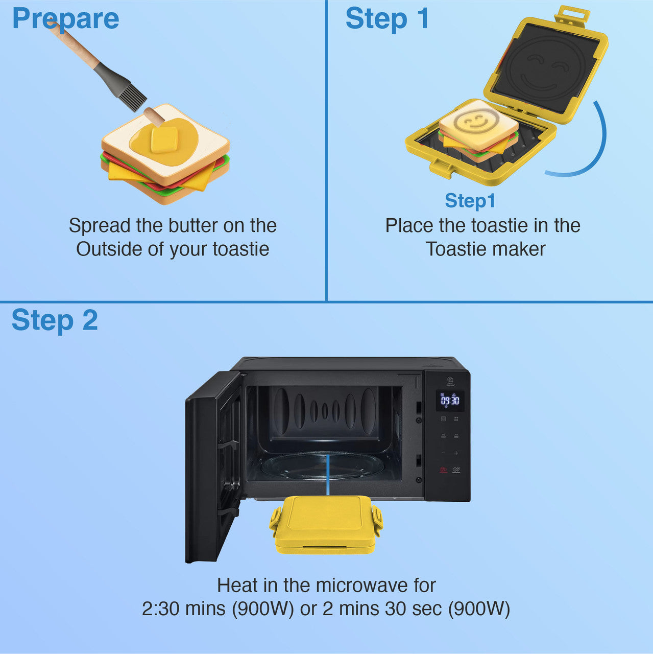 Laser Microwave Toastie Maker Smiley Face