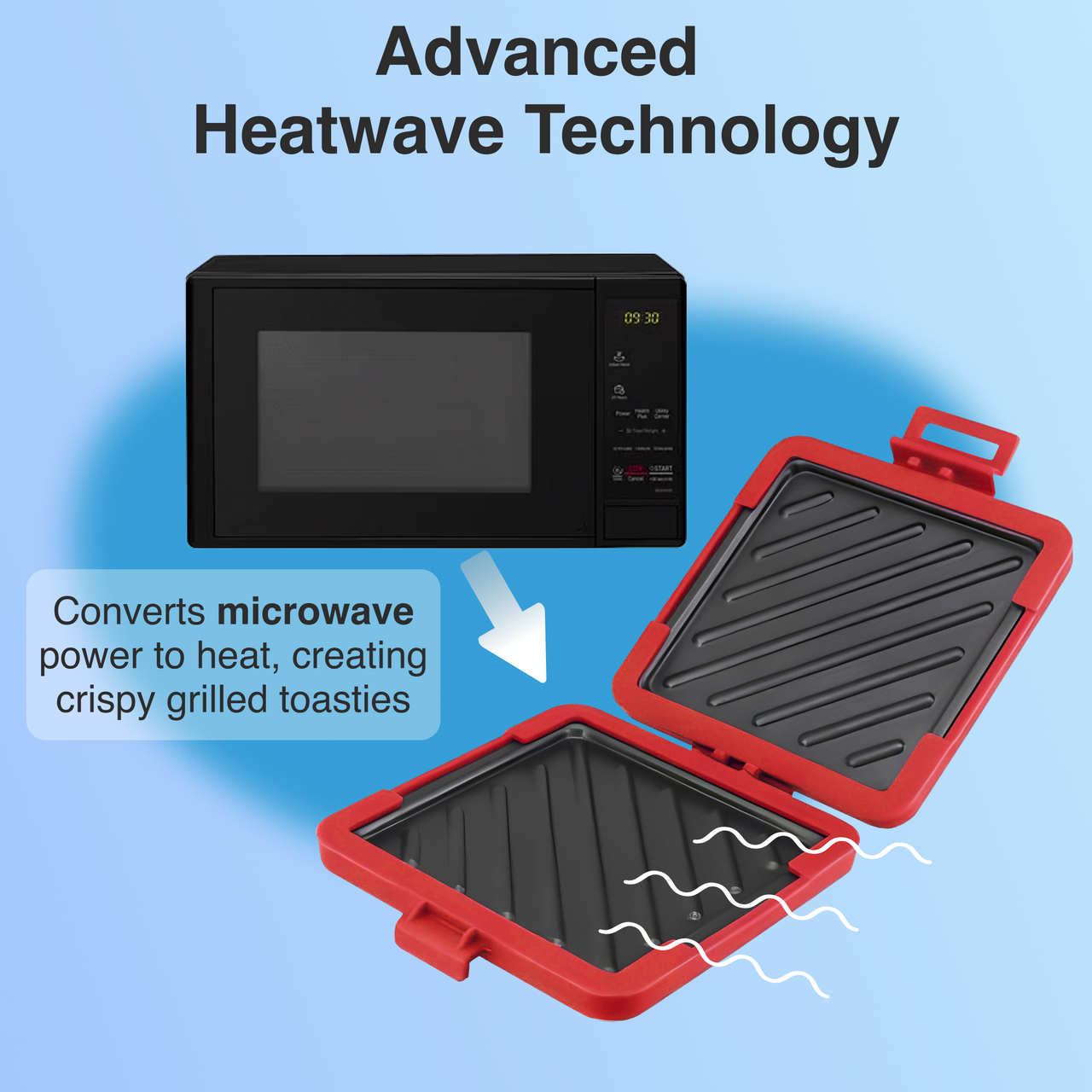Laser Microwave Toastie Maker with Heatwave Tech Red