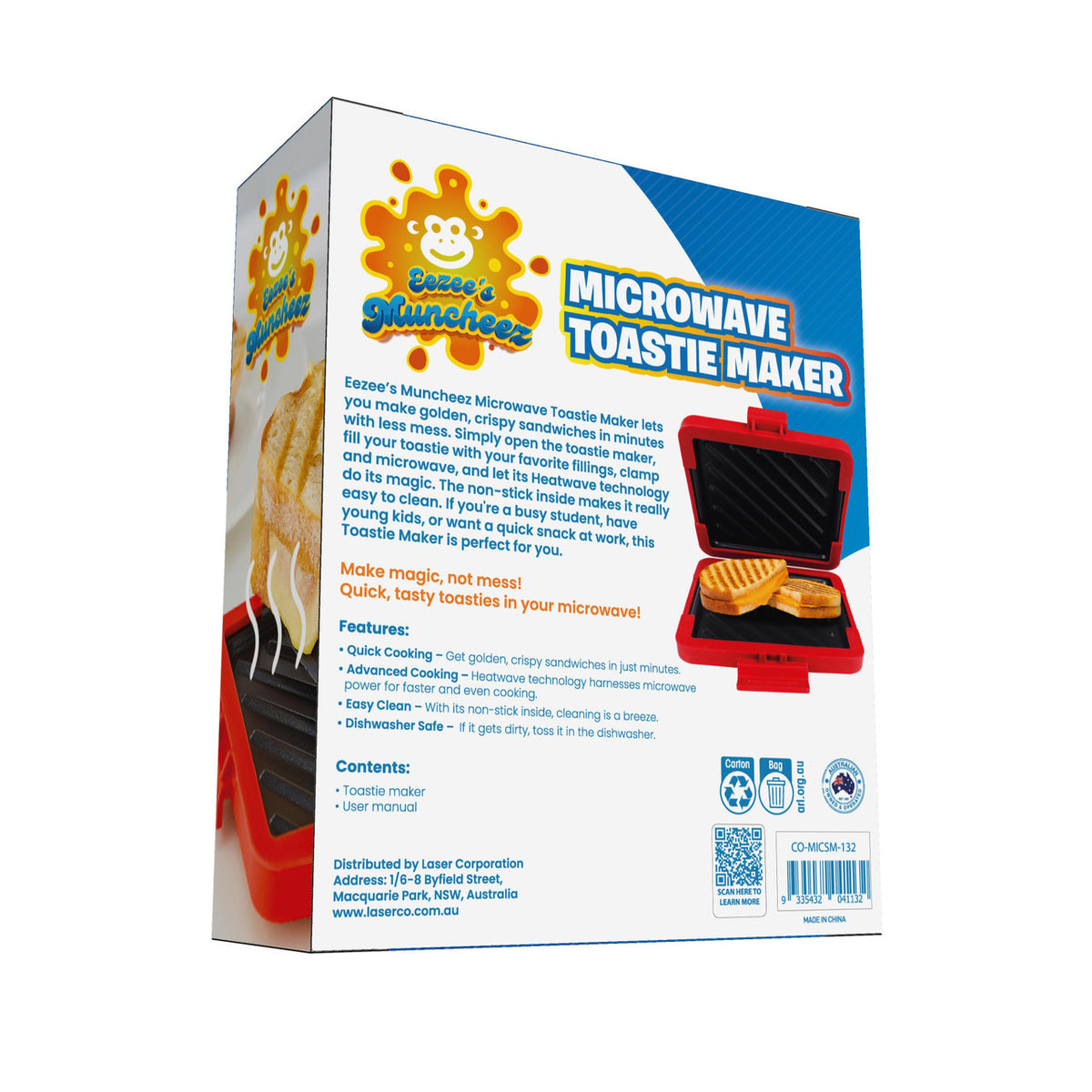 Laser Microwave Toastie Maker with Heatwave Tech Red