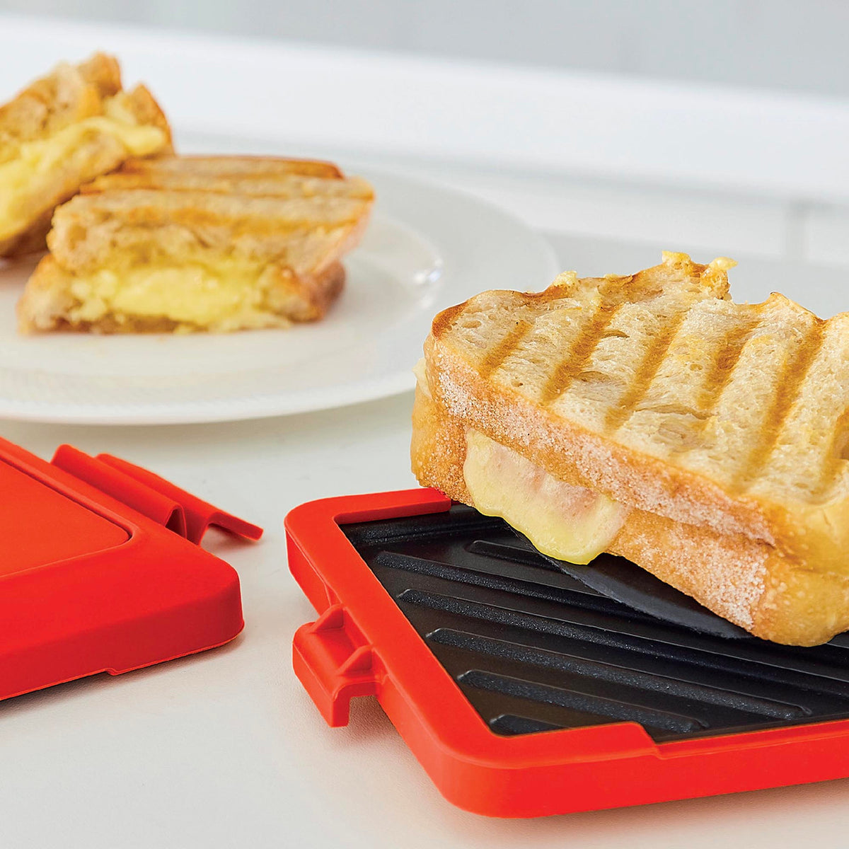 Laser Microwave Toastie Maker with Heatwave Tech Red