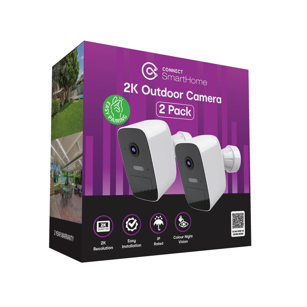 Connect 2K Outdoor Security Camera Twin Pack