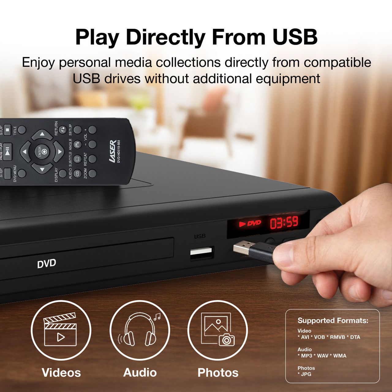 Laser Multi-Region DVD Player with HDMI and USB