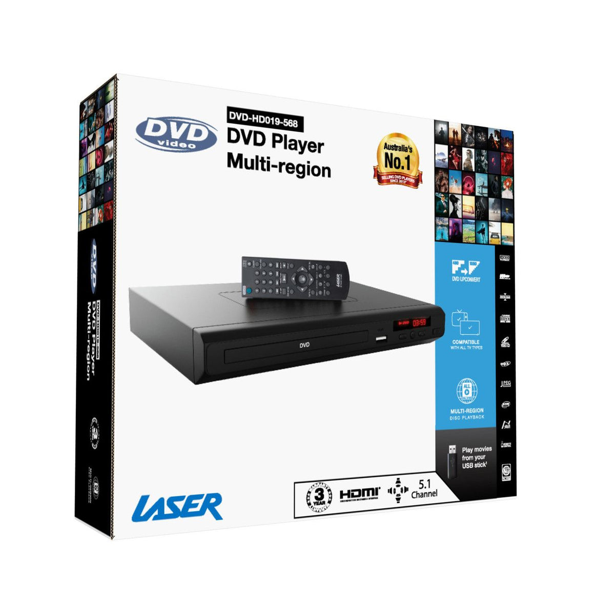 Laser Multi-Region DVD Player with HDMI and USB