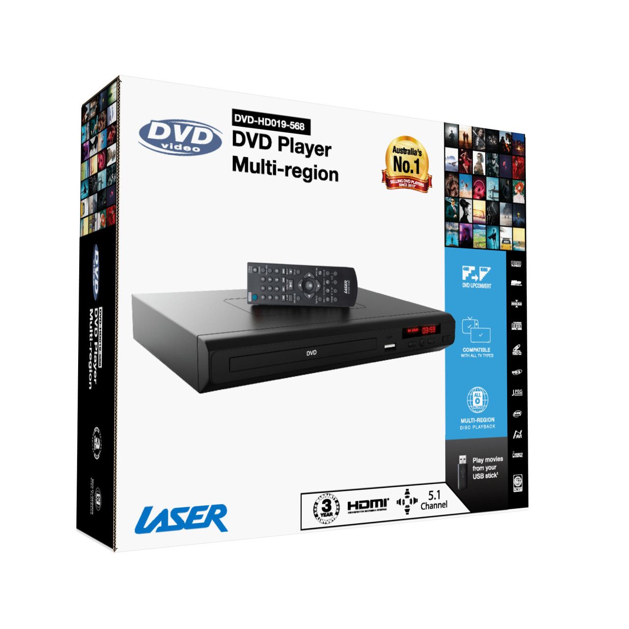 Laser Multi-Region DVD Player with HDMI and USB