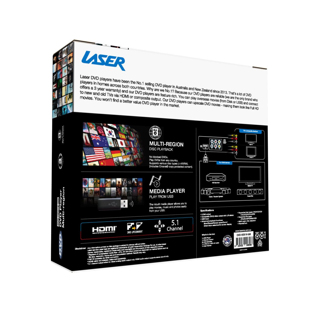 Laser Multi-Region DVD Player with HDMI and USB