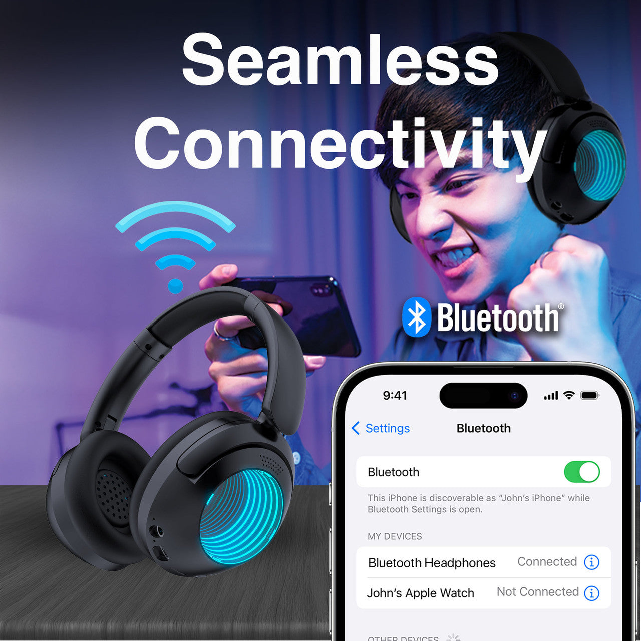 Laser Infinity Light Bluetooth Headphones