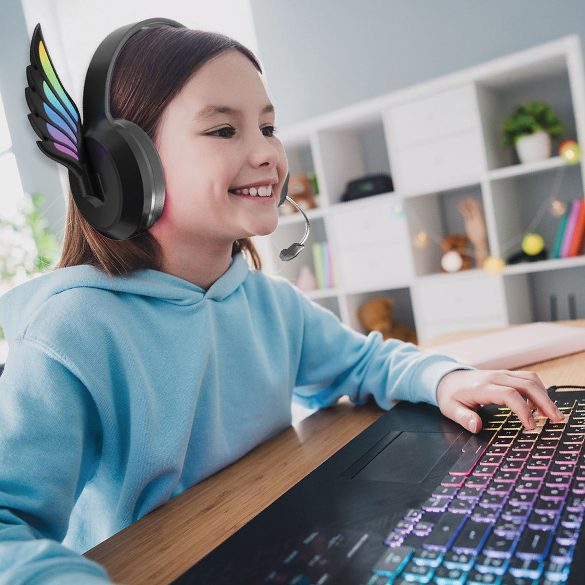 Laser Kids Angel Wings Headphones with Mic Black