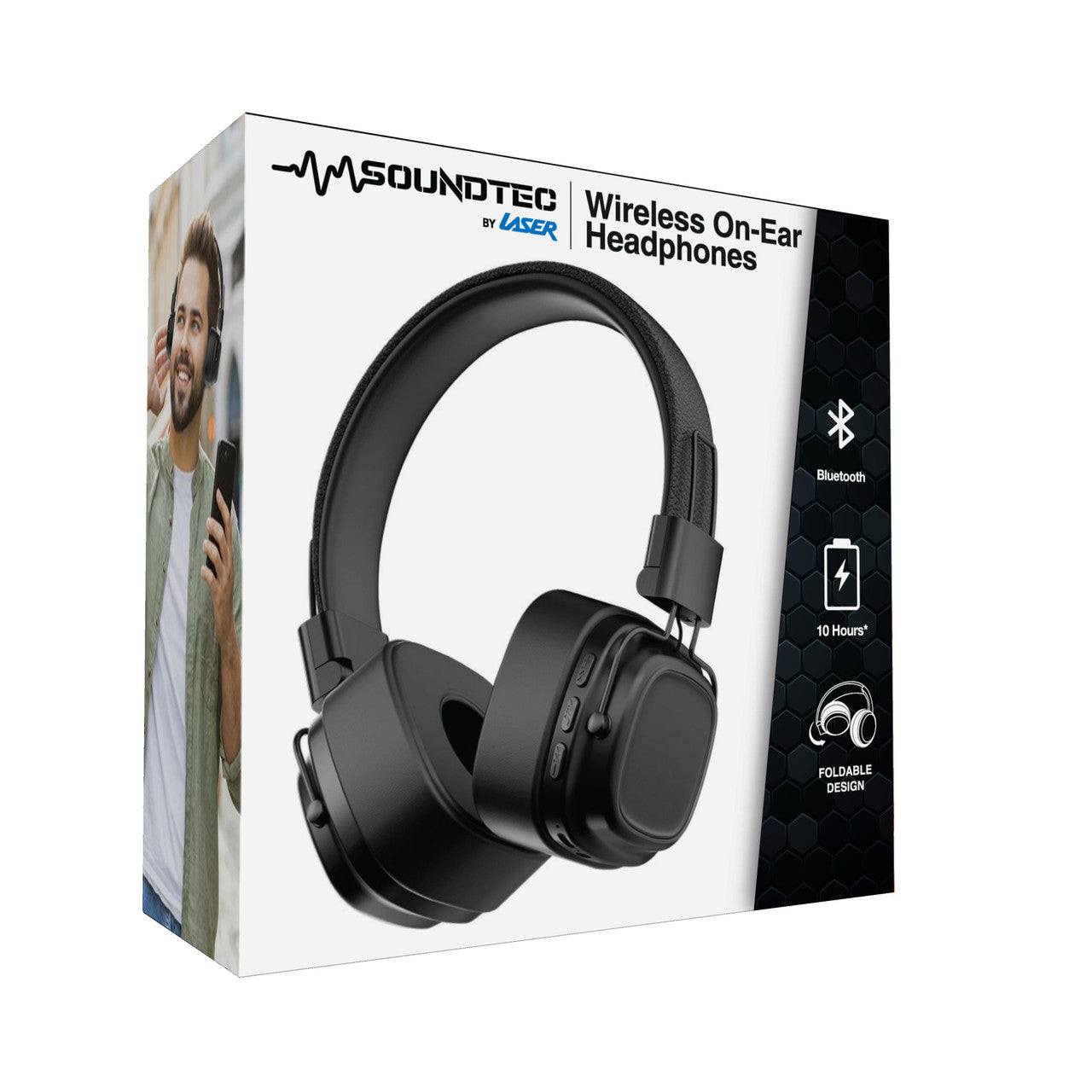 Soundtec by Laser Wireless On-Ear Headphones Black