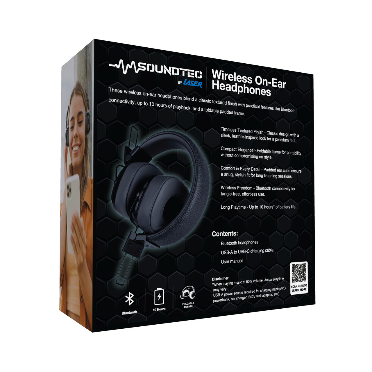 Soundtec by Laser Wireless On-Ear Headphones Black
