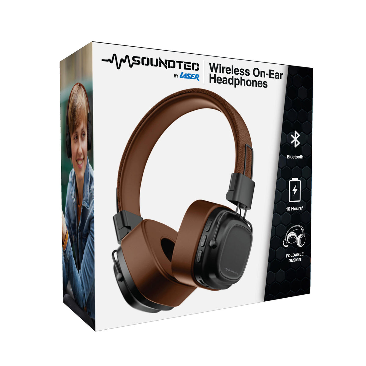Soundtec Wireless On-Ear Headphones Brown