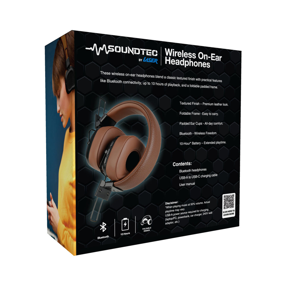 Soundtec Wireless On-Ear Headphones Brown