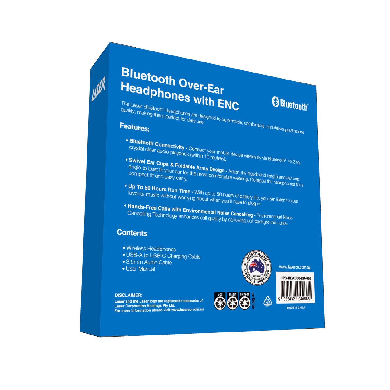 Laser Wireless ENC Headphones Black