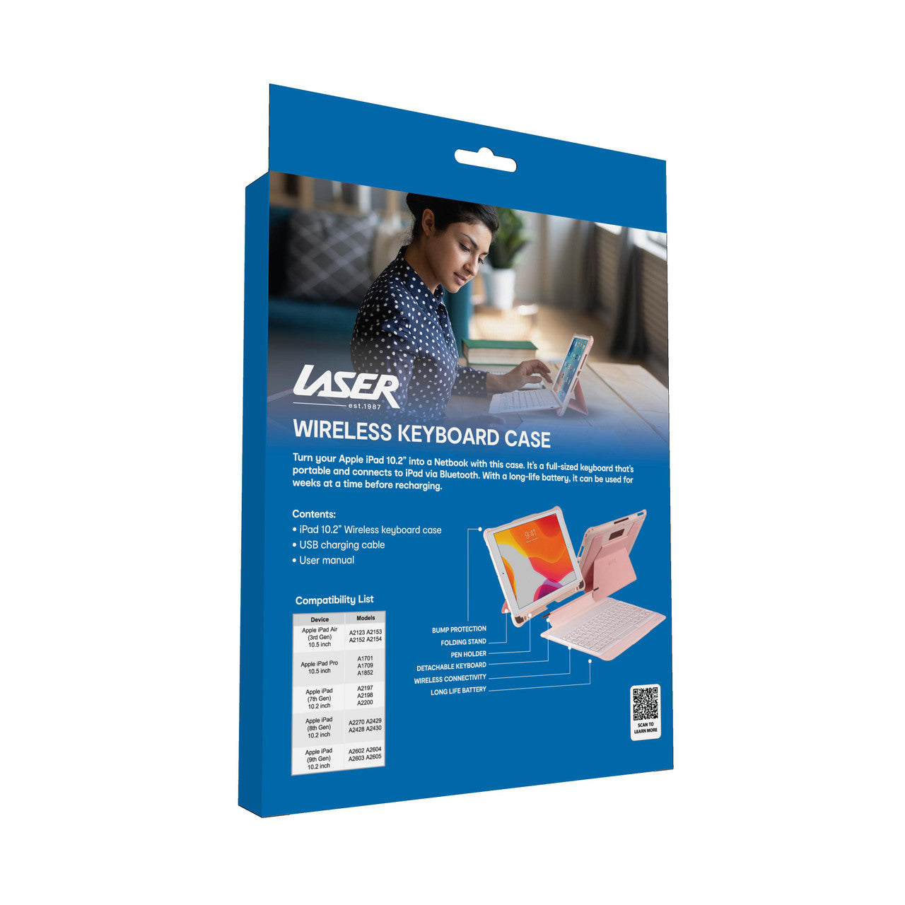 Laser iPad 10.2-inch Wireless Keyboard Case Pink